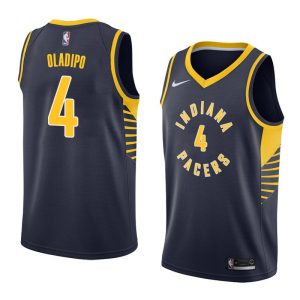 2017-18 Victor Oladipo Indiana Pacers # 4 Icon Maillot de basket-ball bleu marine 39985