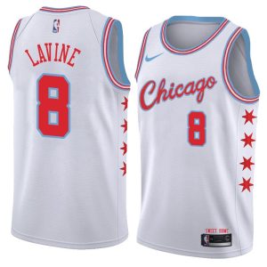 2017-18 Zach LaVine Chicago Bulls # 8 City Maillot de basket-ball blanc 40846