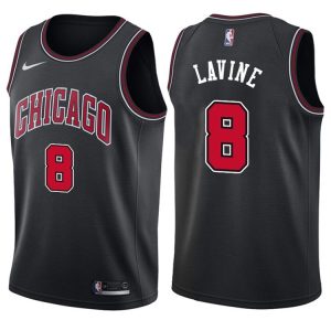2017-18 Zach LaVine Chicago Bulls # 8 Déclaration Maillot de basket-ball noir 40837