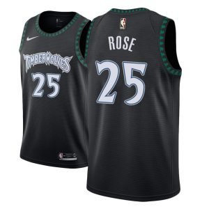 2018-19 Derrick Rose Minnesota Timberwolves # 25 Maillot de basket-ball noir édition classique 37877