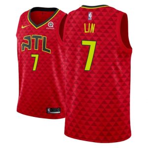 Maillot de basket-ball rouge Jeremy Lin Atlanta Hawks # 7 2018-19 37827