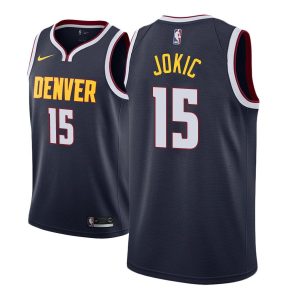 Maillot de basket-ball Nikola Jokic Nuggets # 15 Icon Edition 2018-19 bleu marine 37743