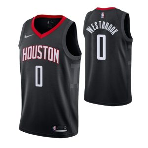 Maillot de basket-ball Rockets Russell Westbrook # 0 noir Statement 2018-19 vert 38421