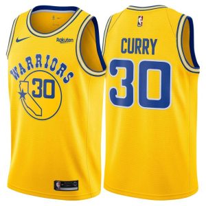 Maillot de basket-ball doré Stephen Curry Warriors # 30 Hardwood Classics 2018-19 37867