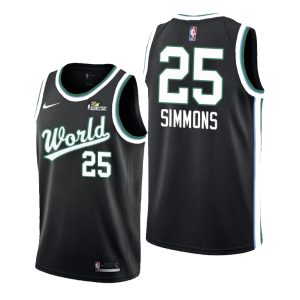 Maillot de basket-ball étoile montante 2019 Ben Simmons Team World # 25 noir 37709