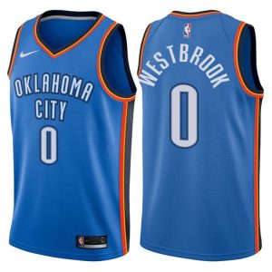 2017-18 Russell Westbrook Oklahoma City Thunder # 0 Icon Maillot de basket-ball bleu 42530