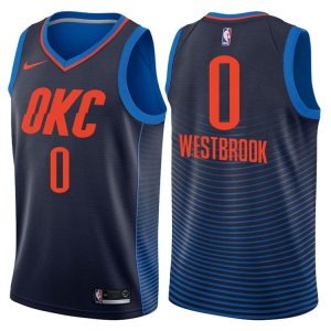 Maillot de basket-ball bleu marine Russell Westbrook Oklahoma City Thunder # 0 2017-18 42543