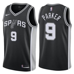 2017-18 Tony Parker San Antonio Spurs # 9 Icon Maillot de basket-ball noir 44884