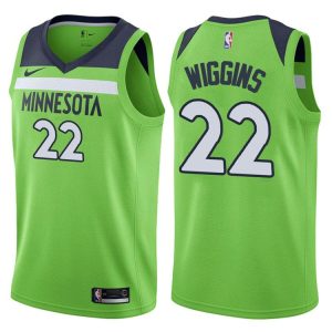 2017-18 Andrew Wiggins Minnesota Timberwolves # 22 Déclaration Maillot de basket-ball vert 45757