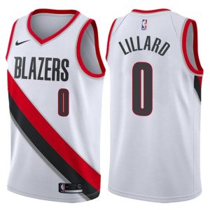 2017-18 Damian Lillard Portland Trail Blazers # 0 Association Maillot de basket-ball blanc 45656