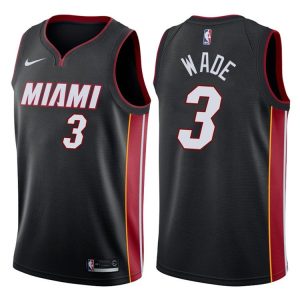 2017-18 Dwyane Wade Miami Heat # 3 Déclaration Maillot de basket-ball noir 46063