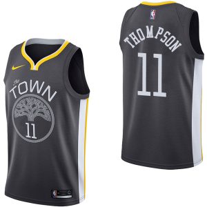 2017-18 Golden State Warriors Klay Thompson # 11 Statement Maillot de basket-ball noir Bleu 47286
