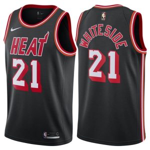 2017-18 Hassan Whiteside Miami Heat # 21 Maillot de basket-ball classique en bois dur noir 46092