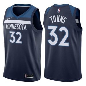 Maillot de basket-ball des Minnesota Timberwolves de Karl-Anthony Towns 2017-18 # 32 Icon Navy 45767