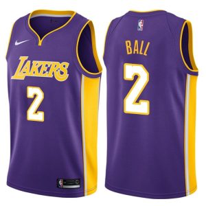 2017-18 Lonzo Ball Los Angeles Lakers # 2 Déclaration Maillot de basket-ball violet 45969