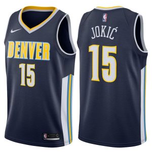 2017-18 Nikola Jokic Denver Nuggets # 15 Icon Maillot de basket-ball bleu marine 45790