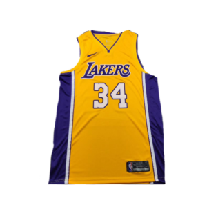 Maillot de basket-ball des Lakers de Los Angeles 2017-18 Shaquille O'Neal # 34 Icon Or Noir 47891