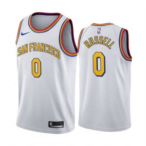2019-20 Warriors D'Angelo Russell # 0 Maillot de basket-ball classique blanc de San Francisco 49307