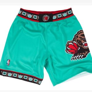 Short de basket-ball vert Throwback des Grizzlies de Vancouver Brodé vert 46230
