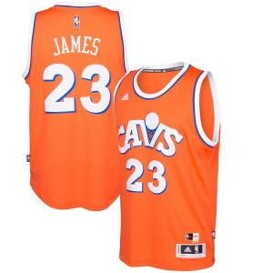 Maillot de basket-ball adidas LeBron James Cleveland Cavaliers Orange Hardwood Classics noir 46212