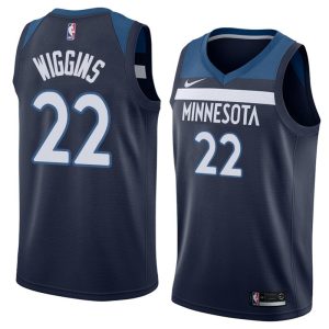 Maillot de basket-ball des Timberwolves du Minnesota Andrew Wiggins 2017-18 # 22 Icon Navy 52410