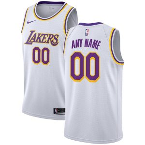 Maillot de basket-ball Lakers Swingman personnalisé blanc édition association 2019-20 noir 54509