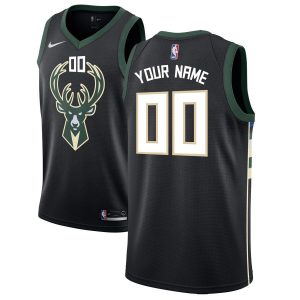 Maillot de basket-ball Milwaukee Bucks Swingman personnalisé noir Statement Edition 2019-20 noir 54565