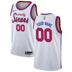2019-20 Philadelphia 76ers Hardwood Classics Maillot de basket-ball blanc Swingman personnalisé Orange 54741
