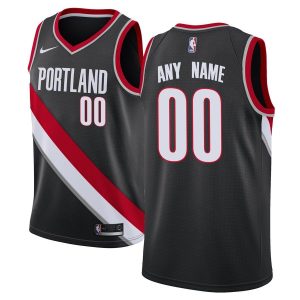 Maillot de basket-ball Portland Trail Blazers Swingman personnalisé noir édition icône 2019-20 bleu 54792