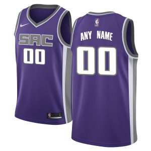 2019-20 Sacramento Kings Swingman Maillot de basket-ball personnalisé violet Icon Edition vert 54808
