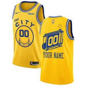 Maillot de basket-ball personnalisé Swingman Gold The City Classic Edition 2019-20 Warriors Hardwood Classics noir 54408