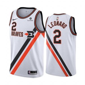 Maillot de basket-ball des Clippers Kawhi Leonard # 2 blanc Throwback Buffalo Braves 2019-20 52357