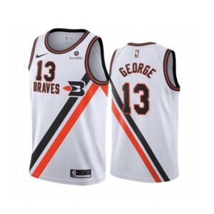 Clippers 2019-20 Paul George # 13 Maillot de basket-ball blanc Throwback Buffalo Braves Argent 52347