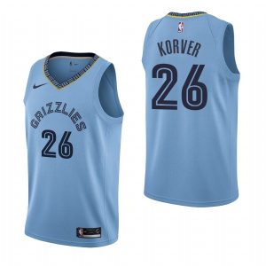 2019-20 Memphis Grizzlies Kyle Korver # 26 Maillot de basket-ball bleu 56591
