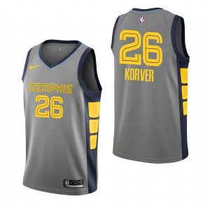 2019-20 Memphis Grizzlies Kyle Korver # 26 Maillot de basket-ball gris City Edition 56600