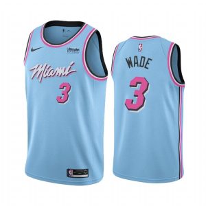Maillot de basket-ball Miami Heat Dwyane Wade # 3 Blue Vice Night City Edition 2019-20 56033