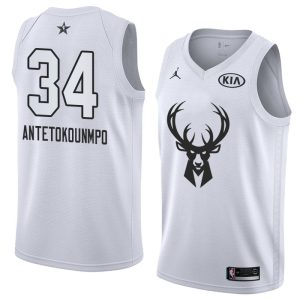 Maillot de basket-ball 2018 All-Star Bucks Giannis Antetokounmpo #34 Maillot Swingman blanc 63775