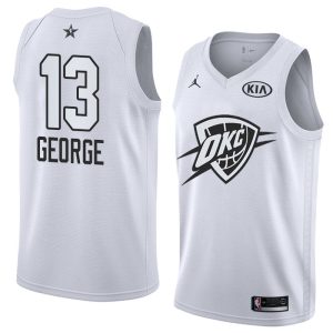 Maillot de basket-ball 2018 All-Star OKC Paul George #13 blanc Swingman maillot rose 63766