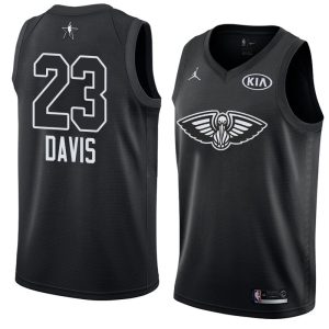 Maillot de basket-ball 2018 All-Star Pelicans Anthony Davis #23 Noir Swingman Jersey Bleu 63604