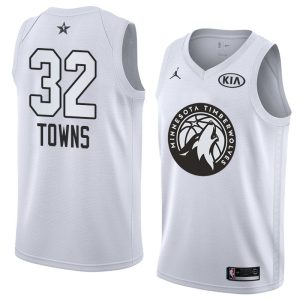 Maillot de basket-ball 2018 All-Star Timberwolves Karl-Anthony Towns #32 Maillot Swingman blanc 63808