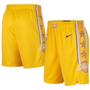 Shorts de sport 2019-20 NBA LA Lakers Gold City Swingman Shorts Noir 64352