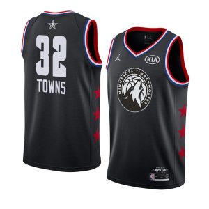 Maillot de basket 2019 NBA All-Star Timberwolves Karl-Anthony Towns #32 Noir Swingman Jersey Gris 64185