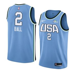 2019 Team World Lonzo Ball # 2 NBA Rising Star Bleu Swingman Maillot de basket-ball Bleu 63349
