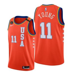 2020 Atlanta Hawks Trae Young # 11 NBA Rising Star USA Team Orange Maillot de basket-ball Bleu 63267