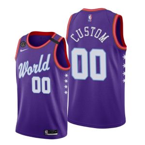 Maillot de basket personnalisé 2020 NBA Rising Star World Team violet crème 63194