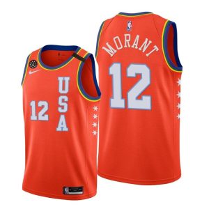 2020 Grizzlies Ja Morant #12 NBA Rising Star USA Team Orange Maillot de basket-ball 63284