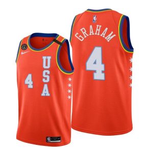 2020 Hornets Devonte' Graham #4 NBA Rising Star USA Team Orange Maillot de basket-ball Bleu 63259
