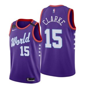 2020 Memphis Grizzlies Brandon Clarke # 15 NBA Rising Star World Team Violet Maillot de basket-ball Bleu 63186