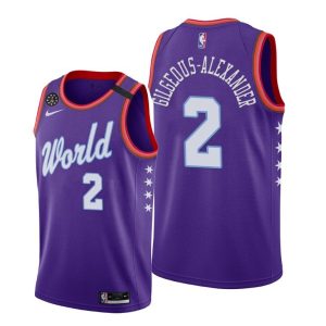 Maillot de basket-ball violet OKC Shai Gilgeous-Alexander #2 NBA Rising Star World Team 2020 63177