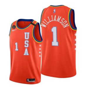 2020 Pelicans Zion Williamson # 1 NBA Rising Star USA Team Orange Maillot de basket-ball 63308